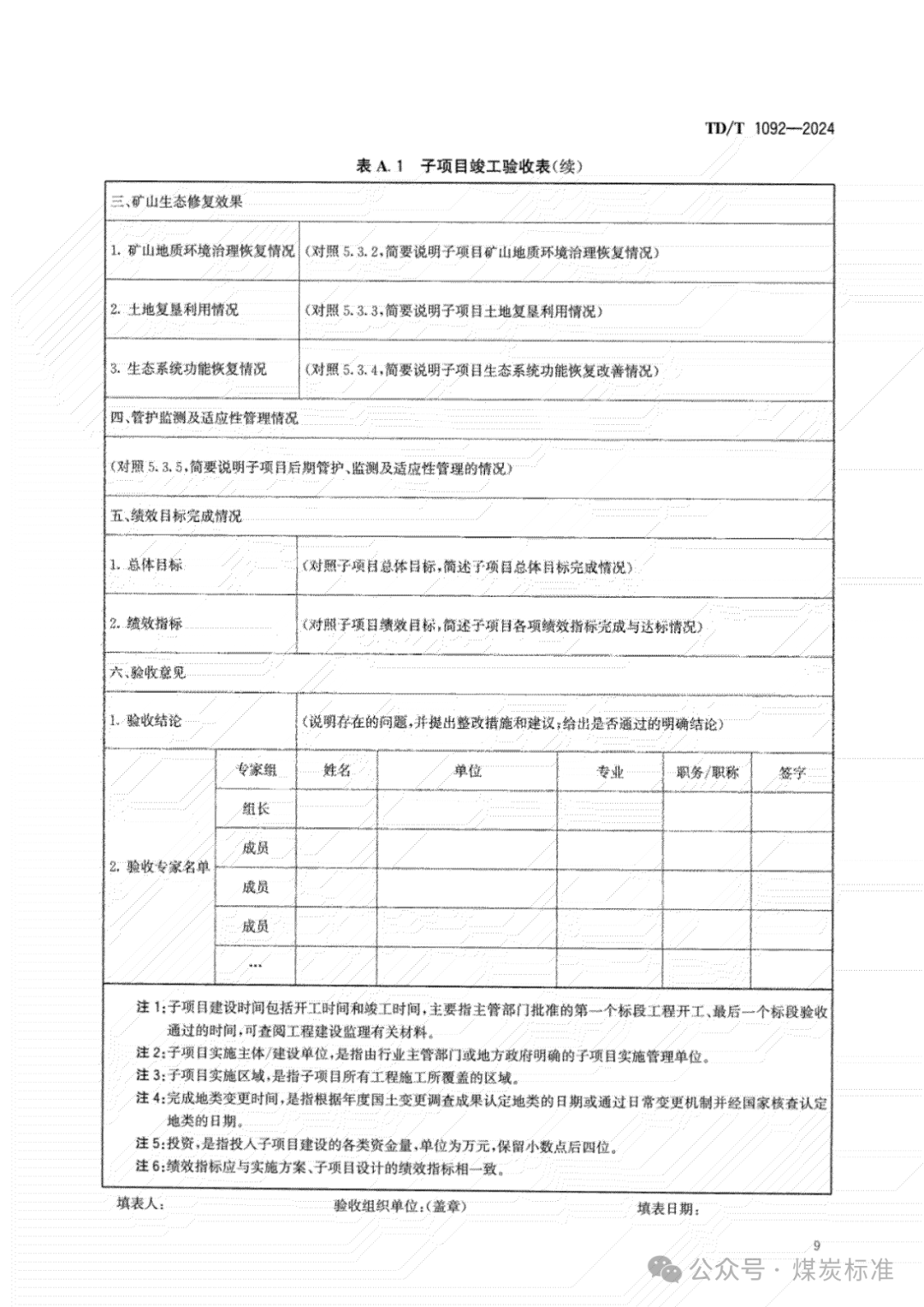 矿山生态修复工程验收规范（TD/T 1092-2024 ）