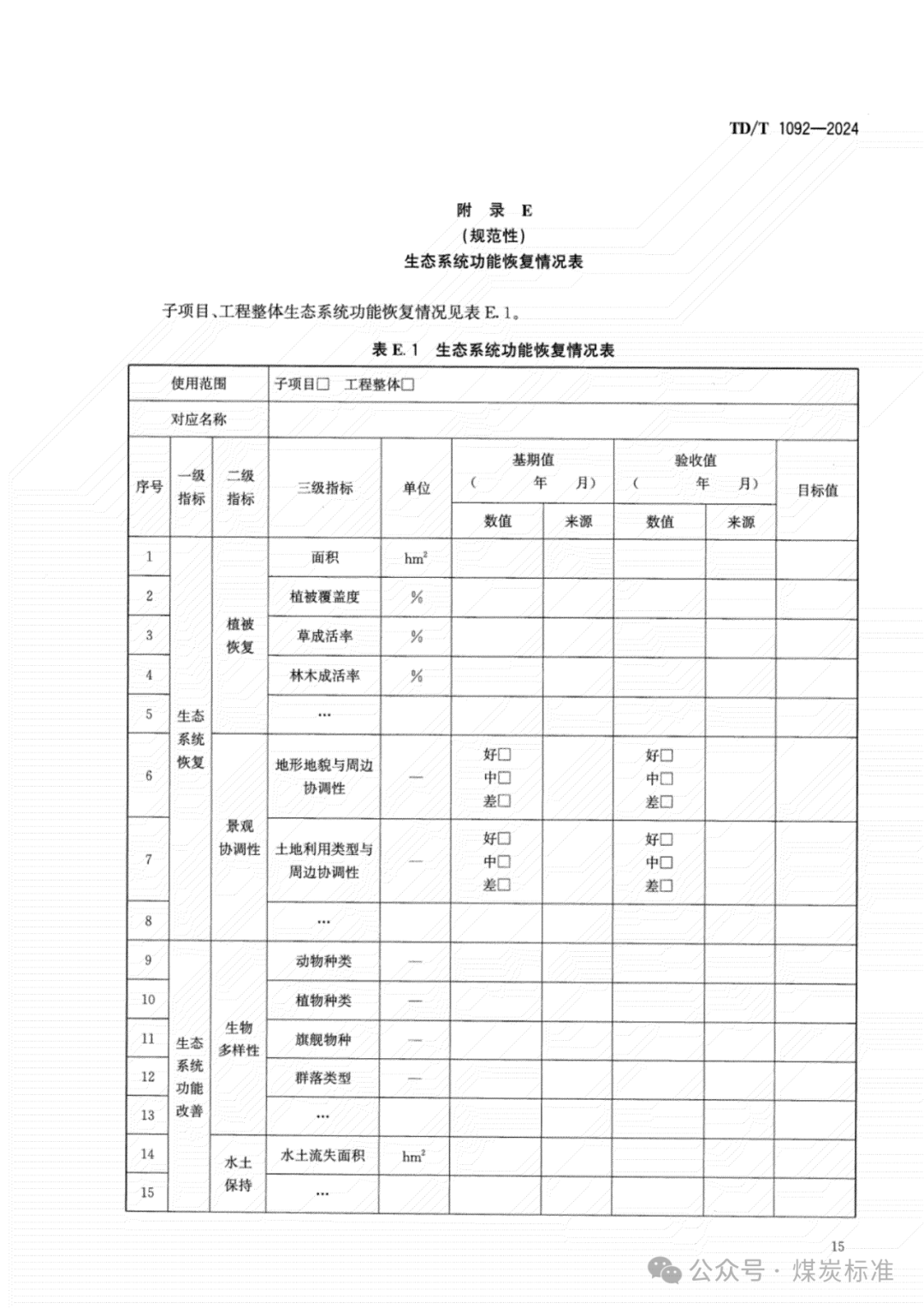 矿山生态修复工程验收规范（TD/T 1092-2024 ）